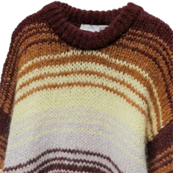 Zara Striped Multi-Color Cropped Crew Neck Sweater - Picture 3 of 9